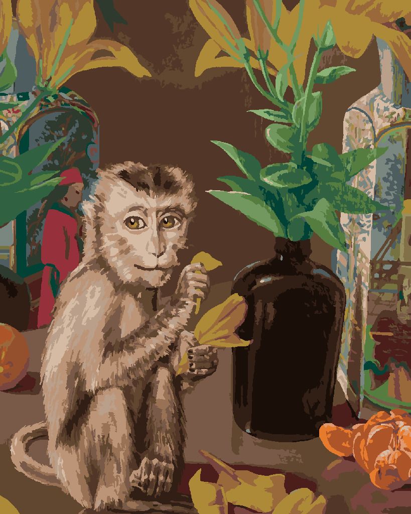 zuty Malování podle čísel - OPICE HRAJÍCÍ SI S LÍSTKY - Rozměr: 40x50 cm, Rámování: Varianta: bez rámu a bez vypnutí plátna - obrázek 7