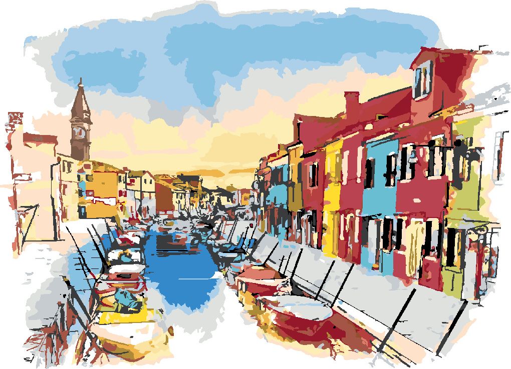 zuty Malování podle čísel - OSTROV BURANO V BENÁTKÁCH - Rozměr: 40x50 cm, Rámování: Varianta: bez rámu a bez vypnutí plátna - obrázek 8
