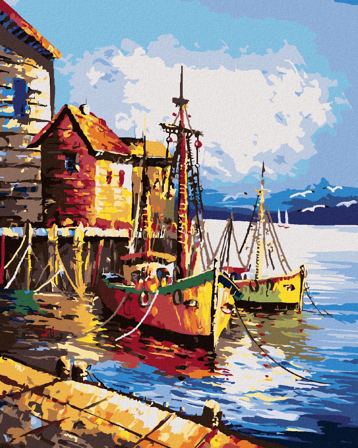 zuty Malování podle čísel - MALÝ PŘÍSTAV V BENÁTKÁCH - Rozměr: 40x50 cm, Rámování: Varianta: vypnuté plátno na rám - obrázek 1