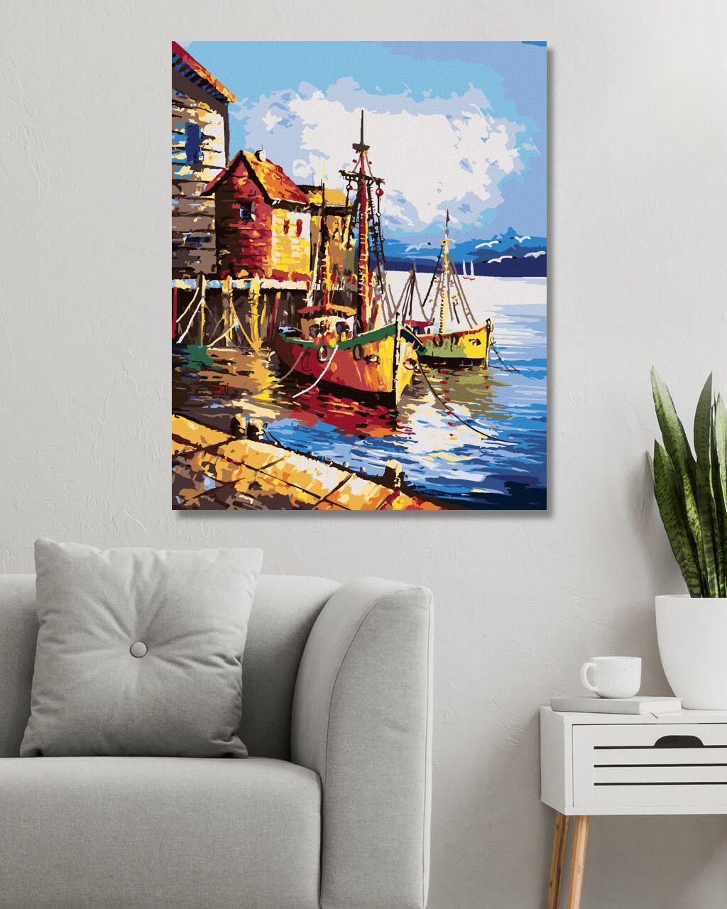 zuty Malování podle čísel - MALÝ PŘÍSTAV V BENÁTKÁCH - Rozměr: 40x50 cm, Rámování: Varianta: vypnuté plátno na rám - obrázek 3