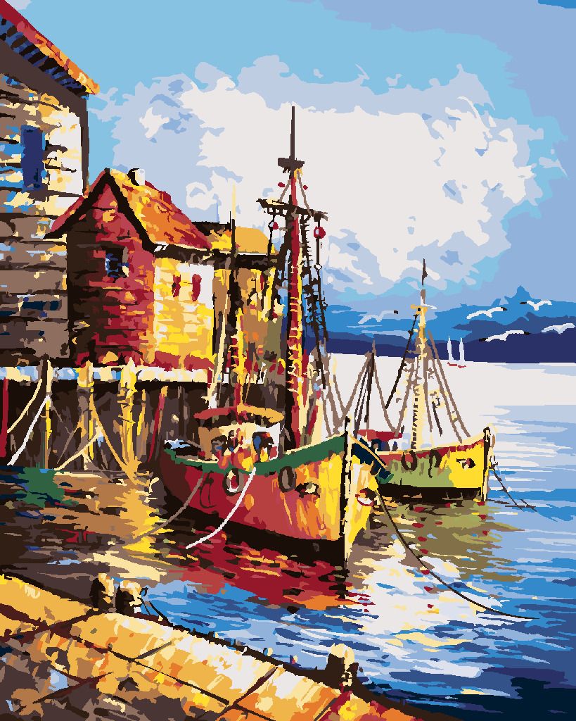 zuty Malování podle čísel - MALÝ PŘÍSTAV V BENÁTKÁCH - Rozměr: 40x50 cm, Rámování: Varianta: vypnuté plátno na rám - obrázek 6