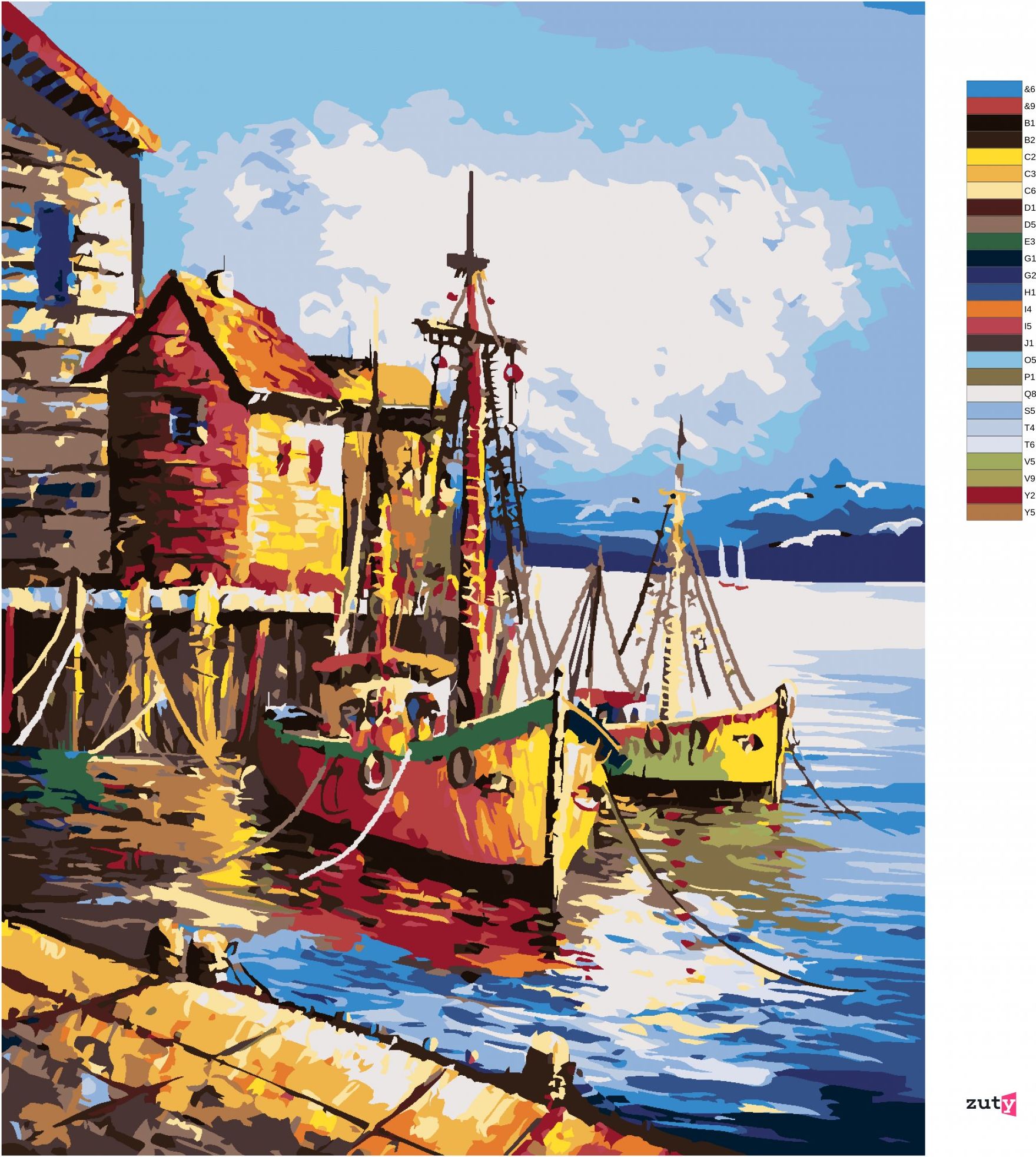 zuty Malování podle čísel - MALÝ PŘÍSTAV V BENÁTKÁCH - Rozměr: 40x50 cm, Rámování: Varianta: vypnuté plátno na rám - obrázek 10