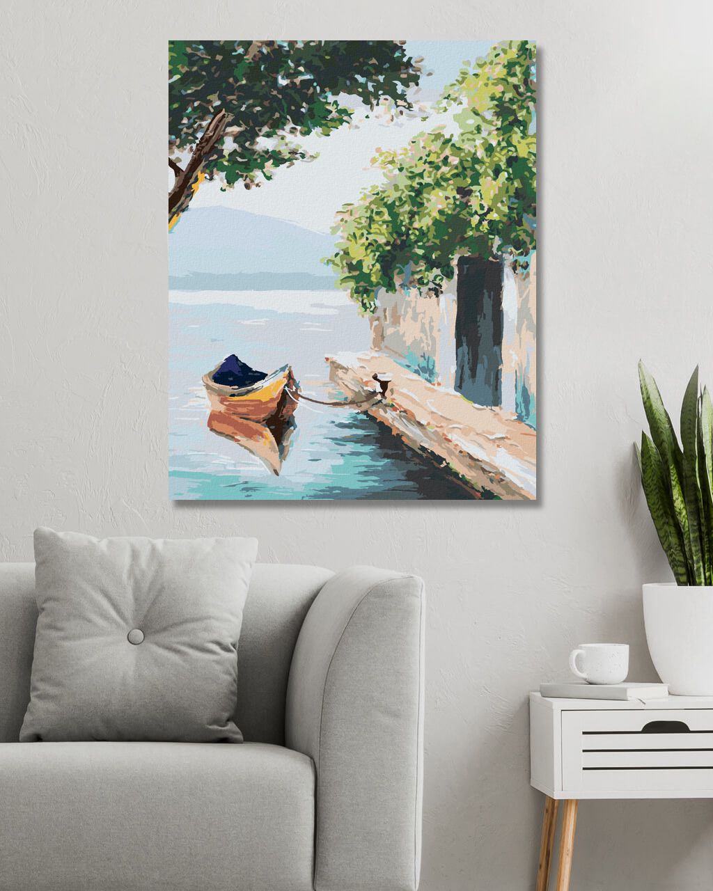 zuty Malování podle čísel - LOĎKA U DOMEČKU V BENÁTKÁCH - Rozměr: 40x50 cm, Rámování: Varianta: bez rámu a bez vypnutí plátna - obrázek 7