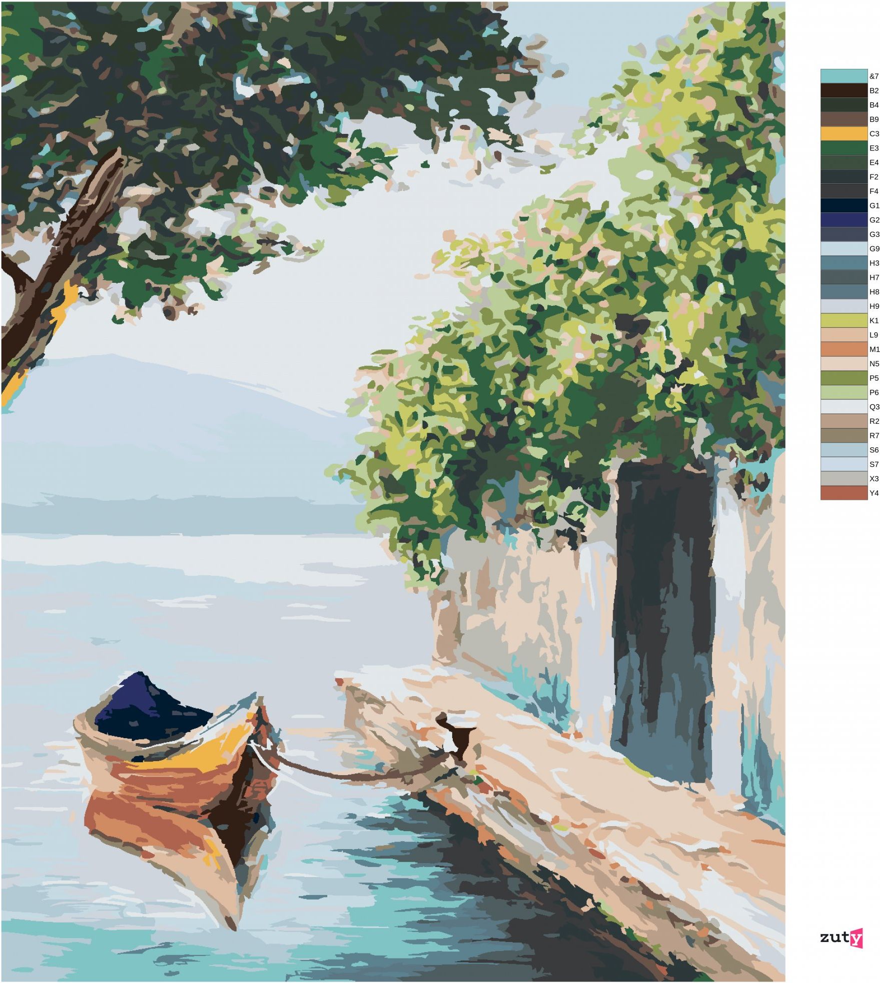 zuty Malování podle čísel - LOĎKA U DOMEČKU V BENÁTKÁCH - Rozměr: 40x50 cm, Rámování: Varianta: vypnuté plátno na rám - obrázek 9