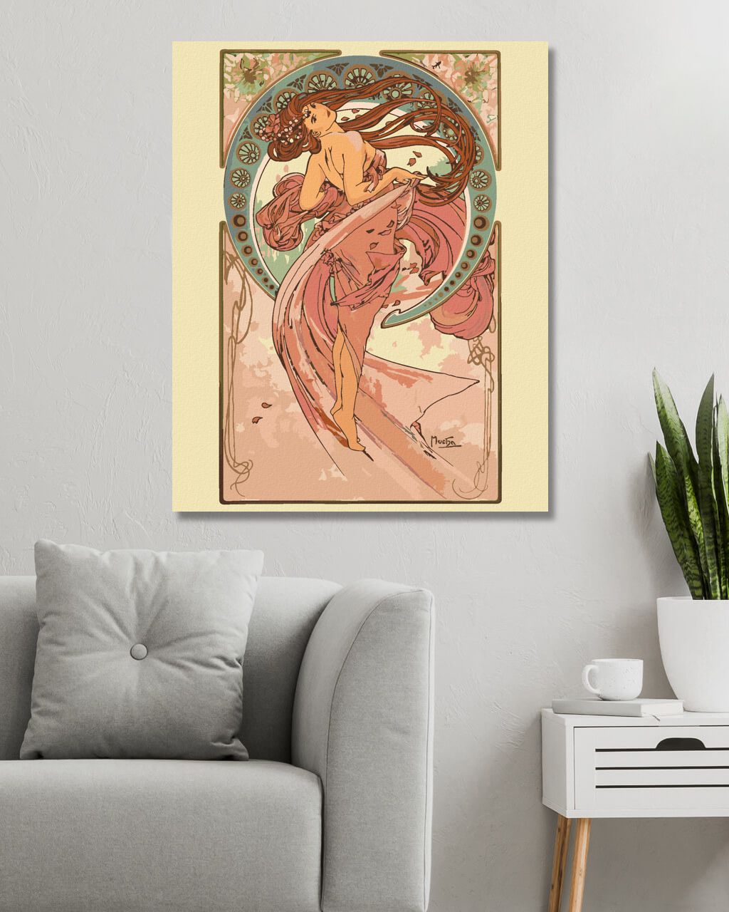 zuty Malování podle čísel - TANEC (ALFONS MUCHA) - Rozměr: 40x50 cm, Rámování: Varianta: vypnuté plátno na rám - obrázek 4