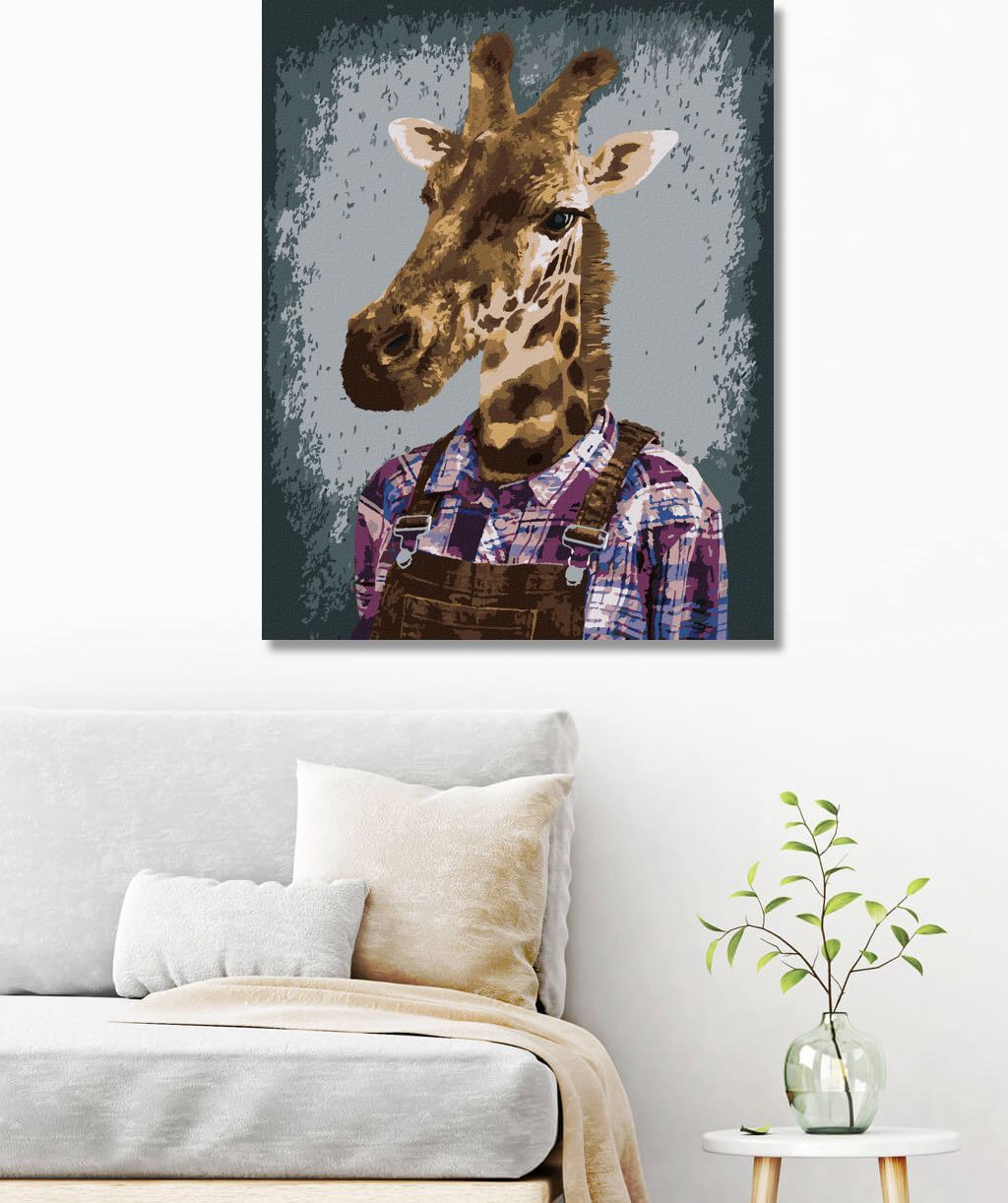 zuty Malování podle čísel - ŽIRAFA V KOŠILI - Rozměr: 40x50 cm, Rámování: Varianta: vypnuté plátno na rám - obrázek 3
