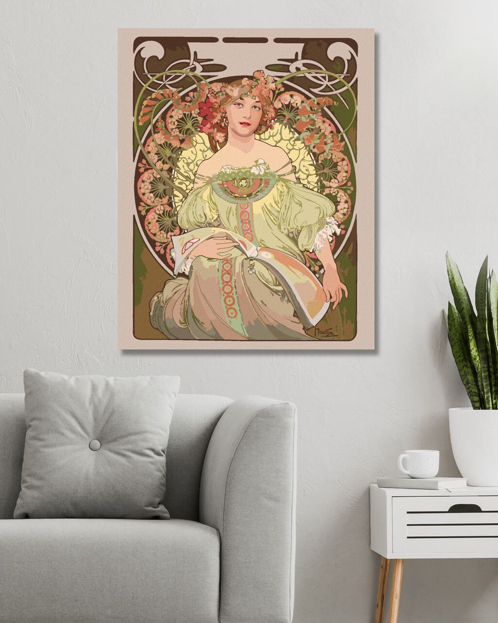 zuty Malování podle čísel - SEN (ALFONS MUCHA) - Rozměr: 40x50 cm, Rámování: Varianta: bez rámu a bez vypnutí plátna - obrázek 6