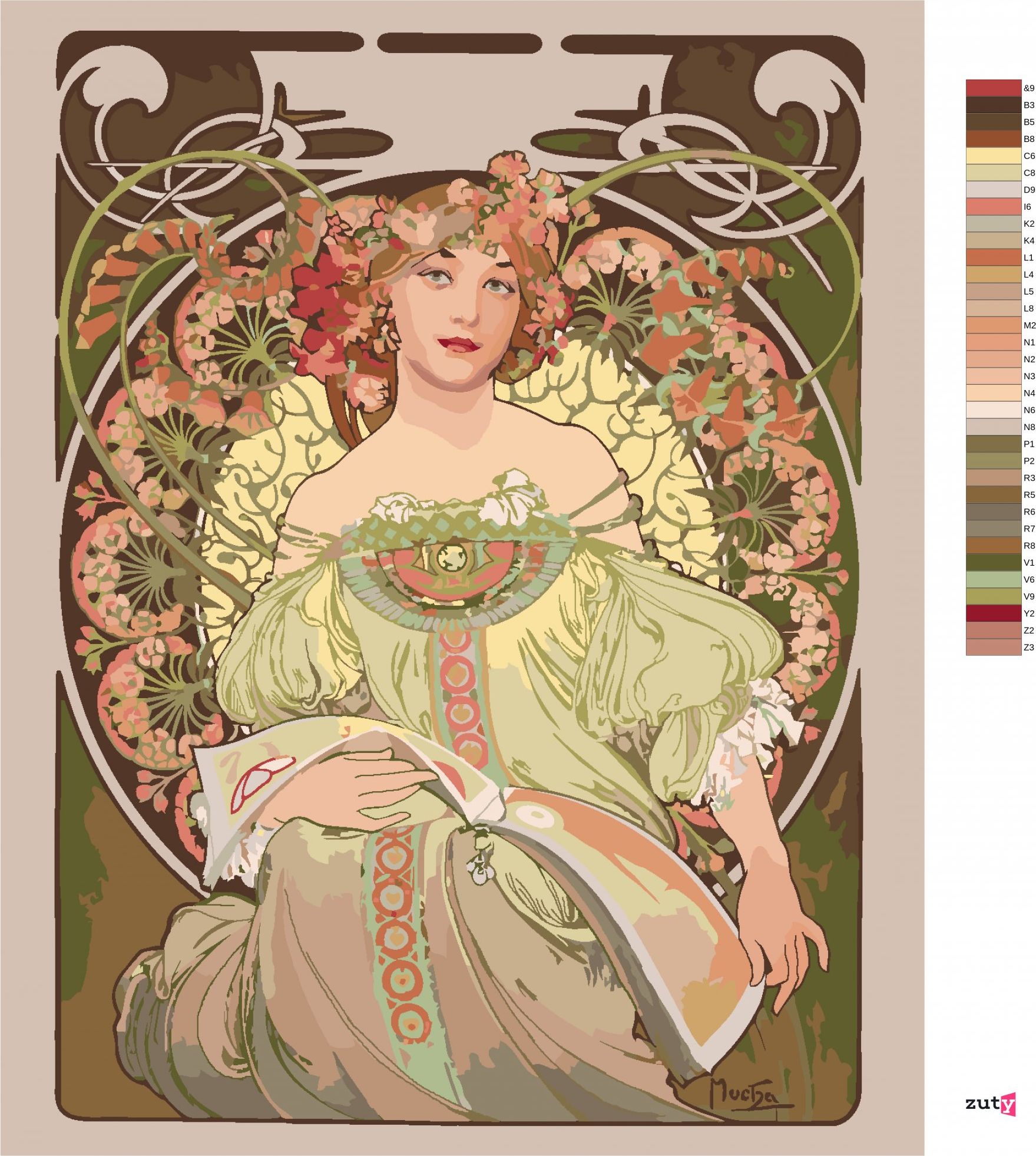 zuty Malování podle čísel - SEN (ALFONS MUCHA) - Rozměr: 40x50 cm, Rámování: Varianta: bez rámu a bez vypnutí plátna - obrázek 8