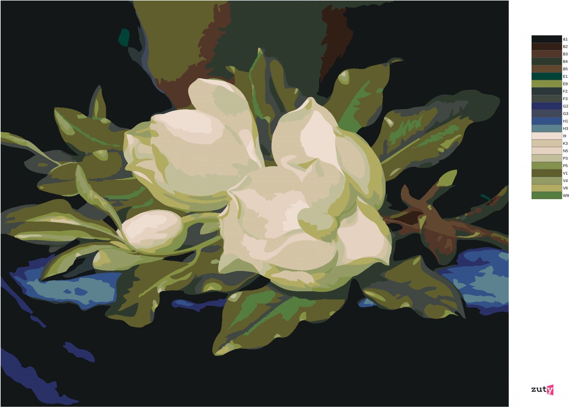 zuty Malování podle čísel - MAGNÓLIE NA MODRÉM SAMETU - Rozměr: 40x50 cm, Rámování: Varianta: vypnuté plátno na rám - obrázek 6