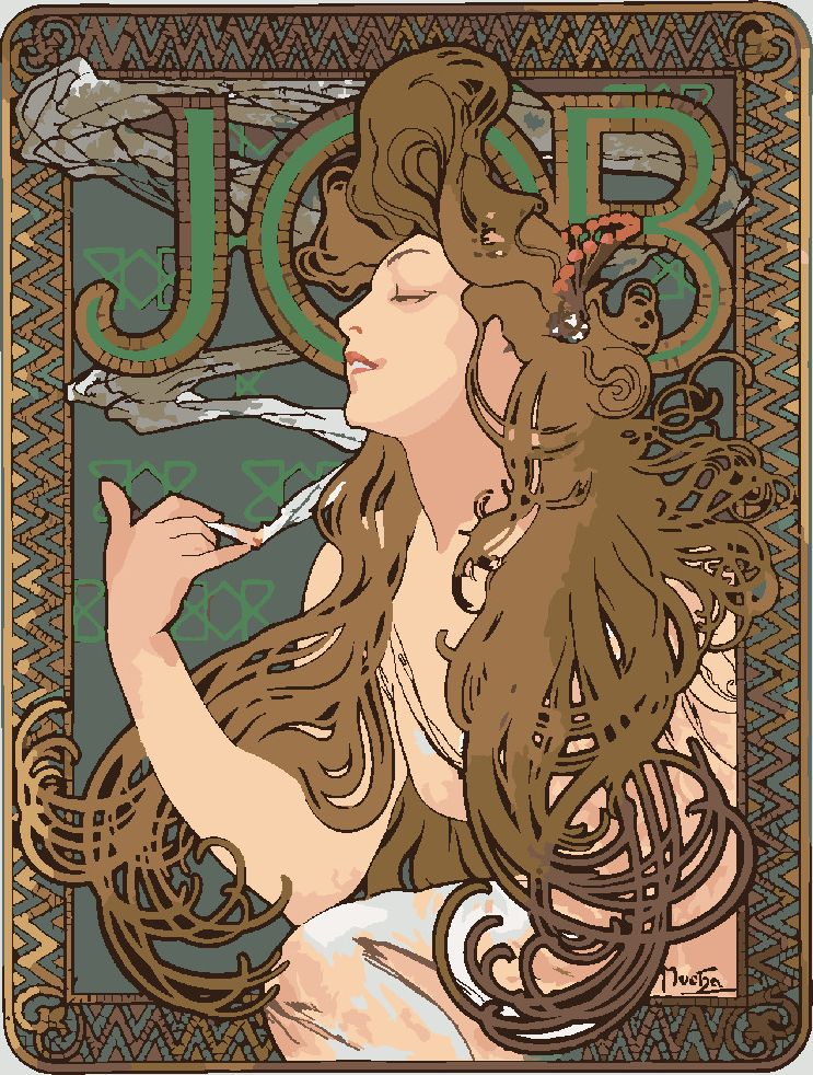 zuty Malování podle čísel - „JOB“ – CIGARETOVÉ PAPÍRKY (ALFONS MUCHA) - Rozměr: 40x50 cm, Rámování: Varianta: bez rámu a bez vypnutí plátna - obrázek 3