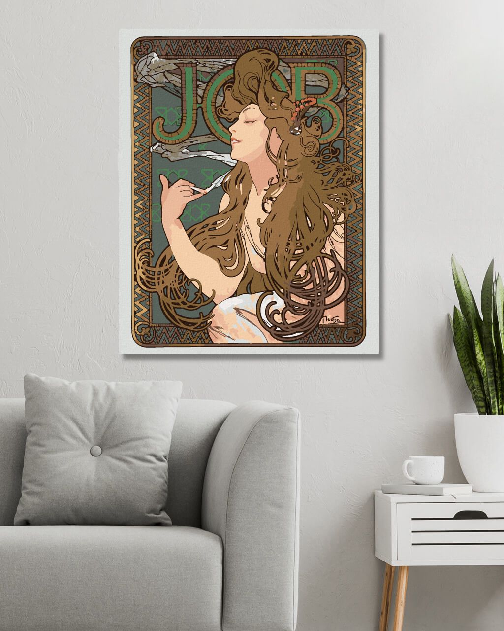 zuty Malování podle čísel - „JOB“ – CIGARETOVÉ PAPÍRKY (ALFONS MUCHA) - Rozměr: 40x50 cm, Rámování: Varianta: bez rámu a bez vypnutí plátna - obrázek 6