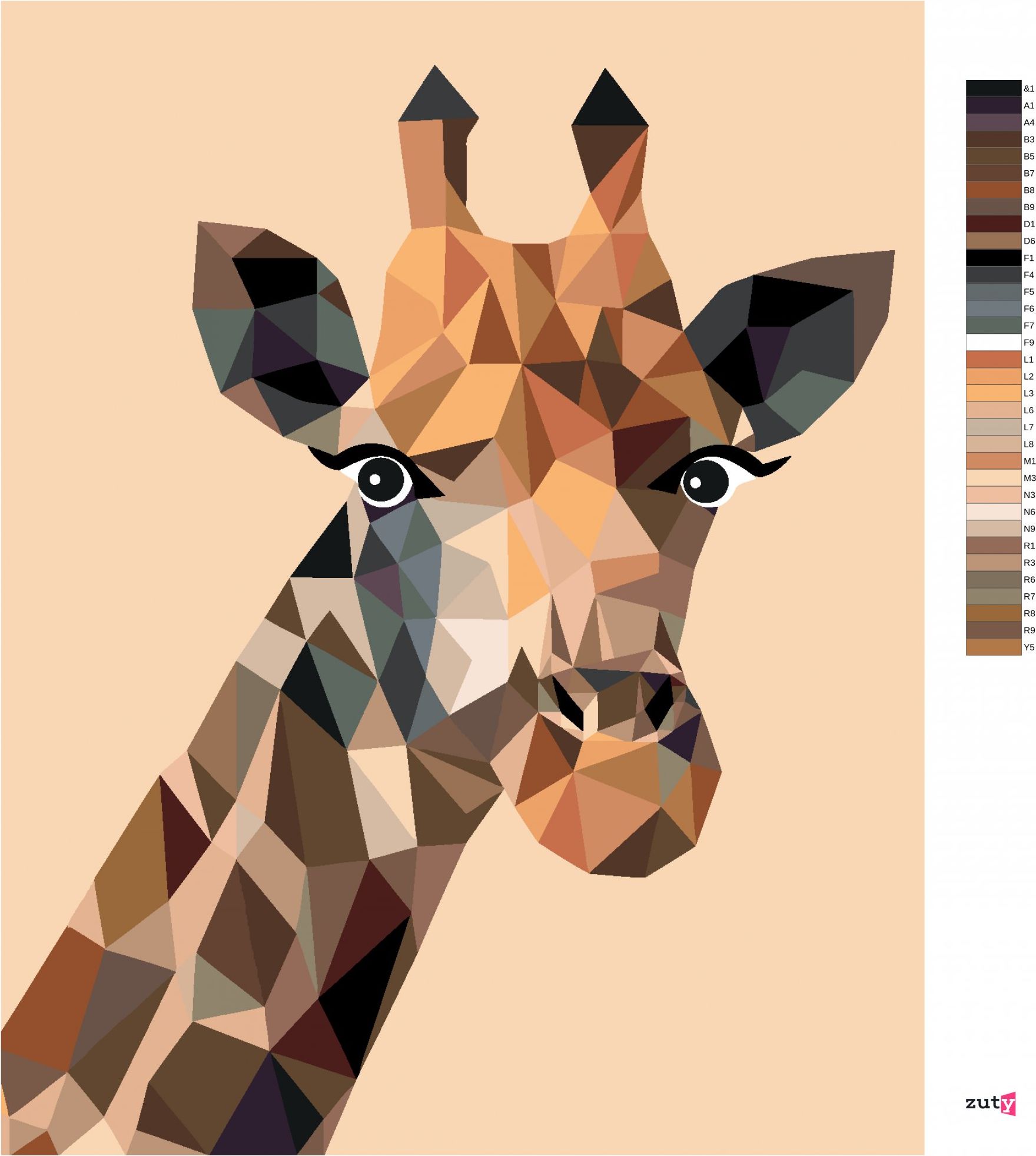 zuty Malování podle čísel - ABSTRAKTNÍ ŽIRAFA NA ORANŽOVÉM POZADÍ - Rozměr: 40x50 cm, Rámování: Varianta: bez rámu a bez vypnutí plátna - obrázek 5