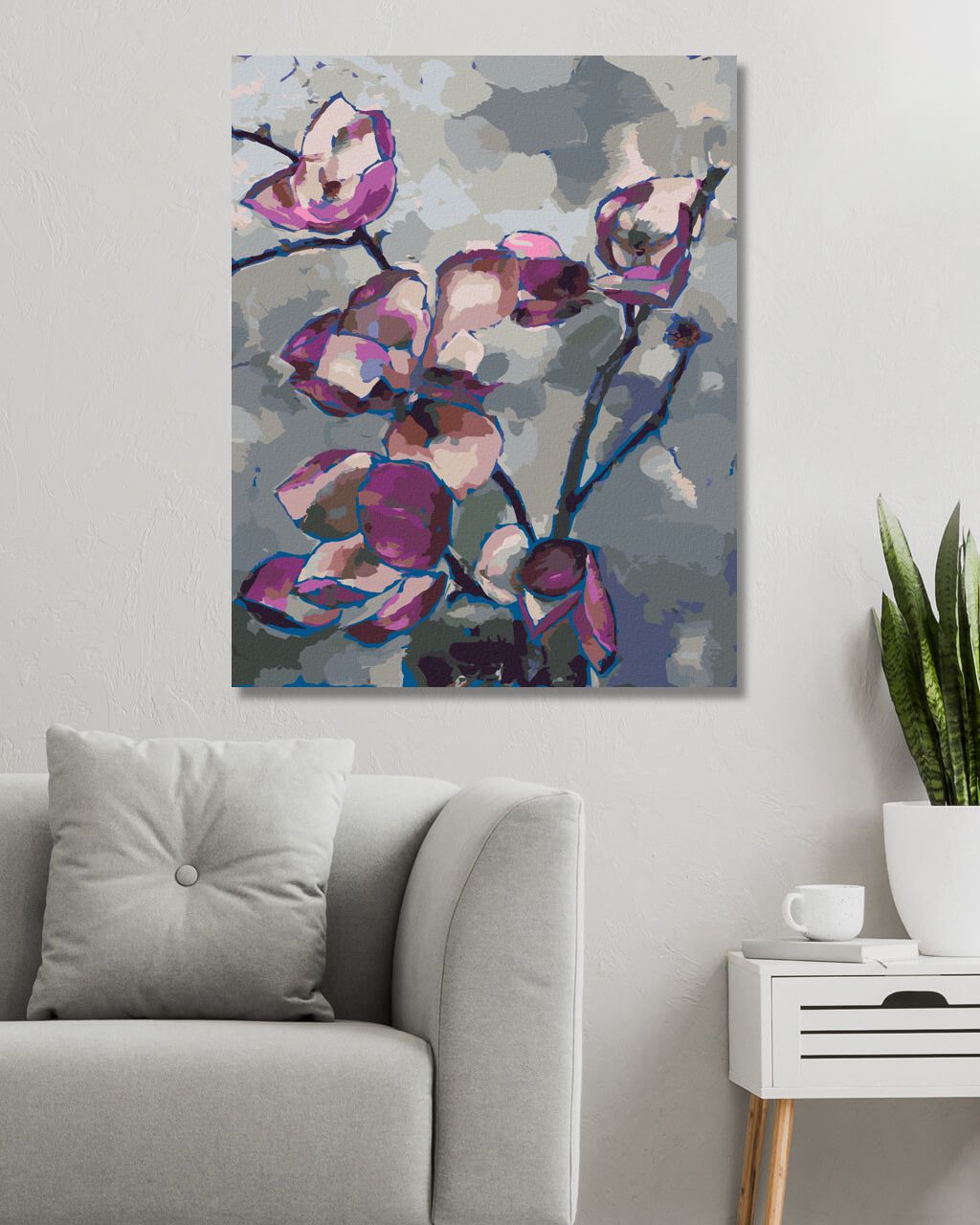 zuty Malování podle čísel - FIALOVÉ MAGNÓLIE - Rozměr: 40x50 cm, Rámování: Varianta: bez rámu a bez vypnutí plátna - obrázek 9