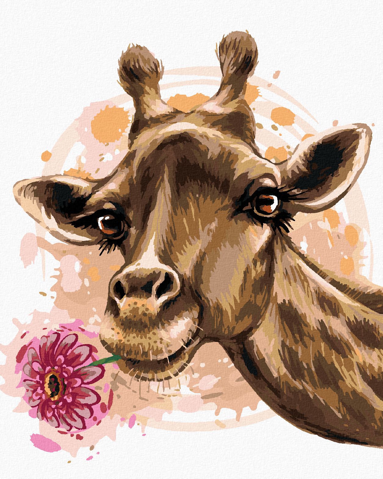 zuty Malování podle čísel - ŽIRAFA S GERBEROU - Rozměr: 40x50 cm, Rámování: Varianta: bez rámu a bez vypnutí plátna - obrázek 1