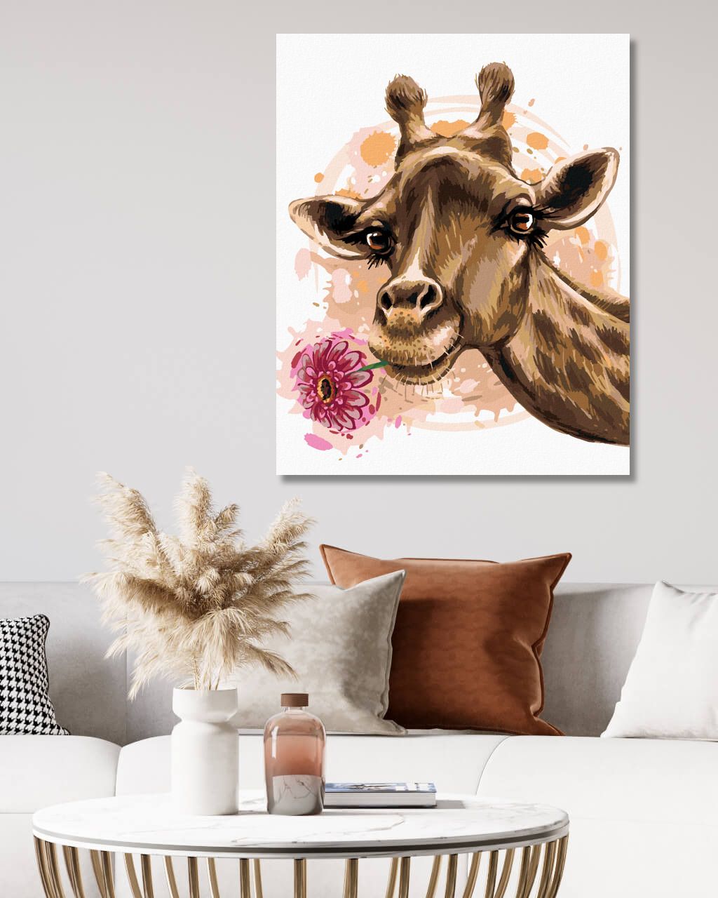 zuty Malování podle čísel - ŽIRAFA S GERBEROU - Rozměr: 40x50 cm, Rámování: Varianta: bez rámu a bez vypnutí plátna - obrázek 3