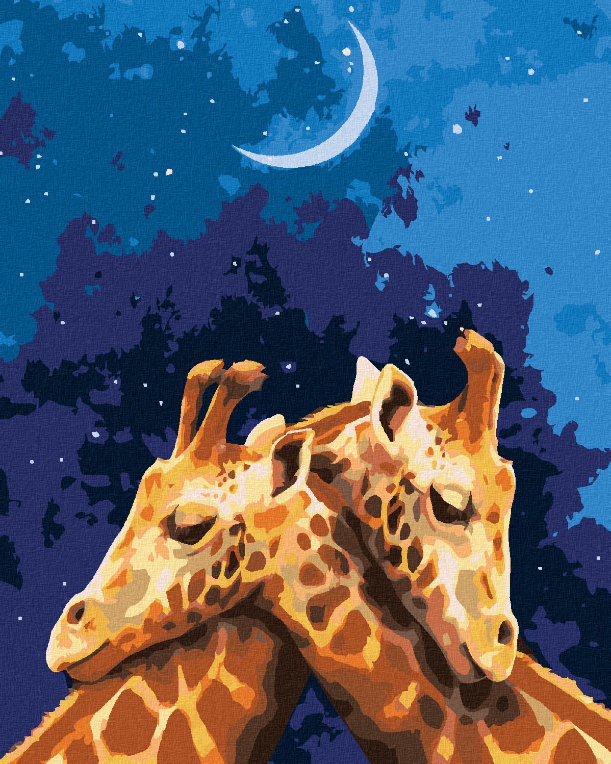 zuty Malování podle čísel - OBJÍMAJÍCÍ SE ŽIRAFY - Rozměr: 40x50 cm, Rámování: Varianta: vypnuté plátno na rám - obrázek 1