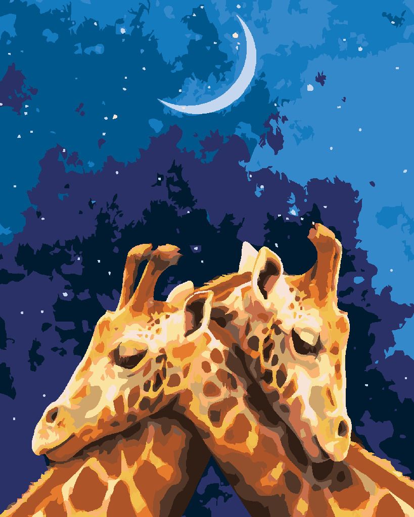 zuty Malování podle čísel - OBJÍMAJÍCÍ SE ŽIRAFY - Rozměr: 40x50 cm, Rámování: Varianta: vypnuté plátno na rám - obrázek 4