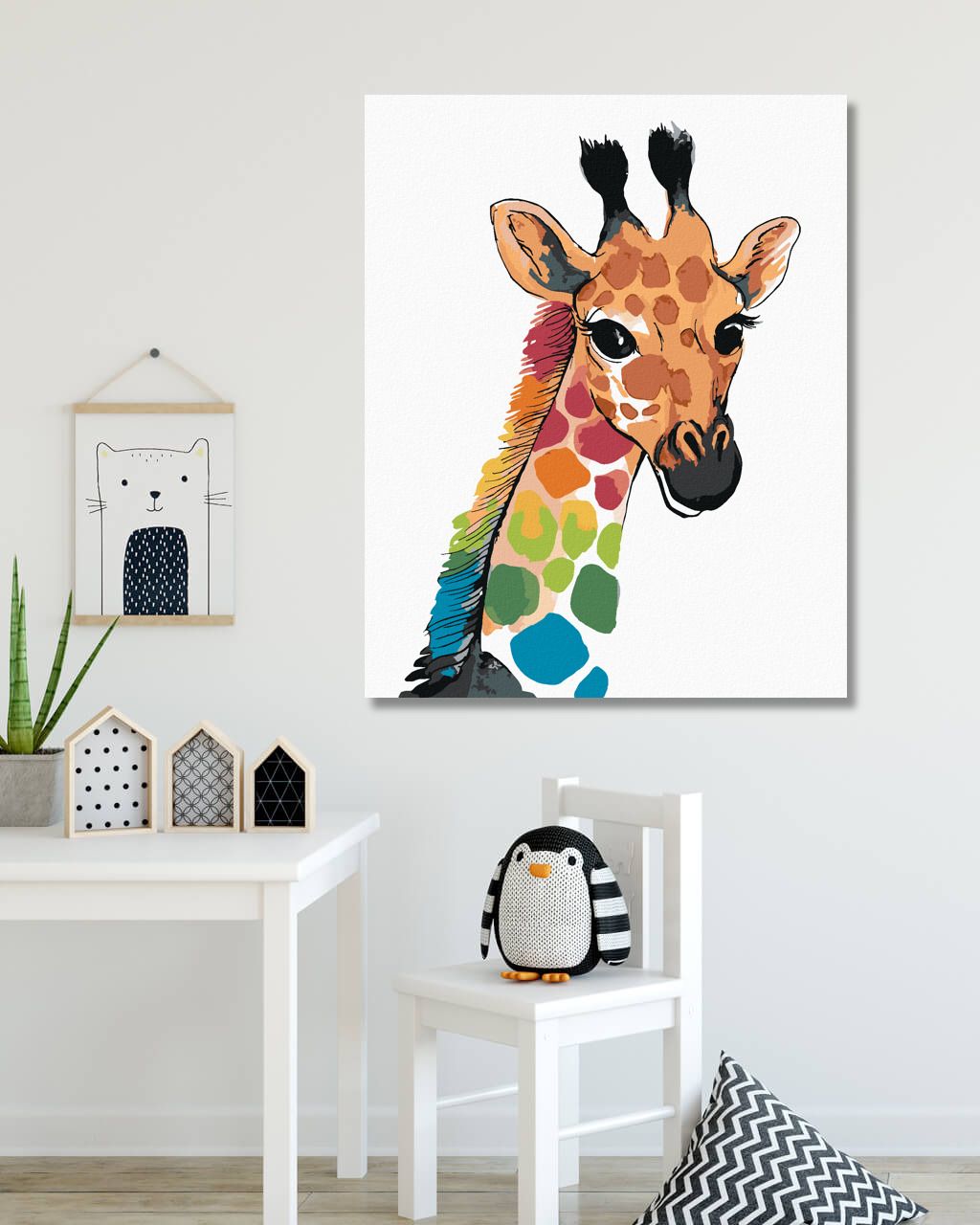 zuty Malování podle čísel - DUHOVÁ ŽIRAFA - Rozměr: 40x50 cm, Rámování: Varianta: vypnuté plátno na rám - obrázek 4