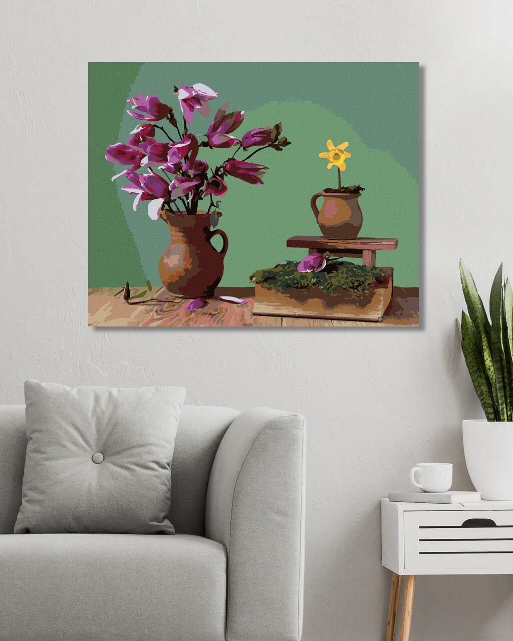 zuty Malování podle čísel - MAGNÓLIE V KERAMICKÉ VÁZE - Rozměr: 40x50 cm, Rámování: Varianta: vypnuté plátno na rám - obrázek 9
