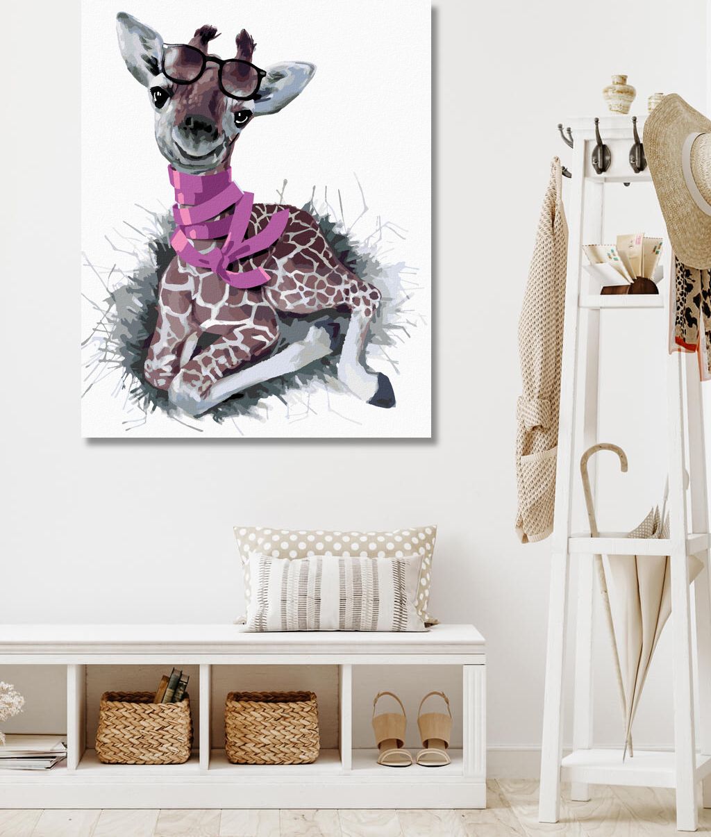 zuty Malování podle čísel - ŽIRAFA SE ŠÁLOU - Rozměr: 40x50 cm, Rámování: Varianta: vypnuté plátno na rám - obrázek 9