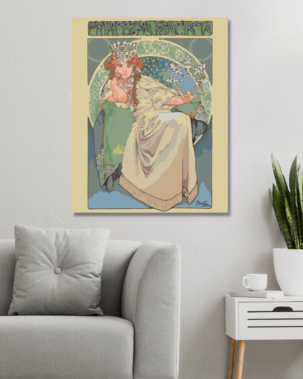zuty Malování podle čísel - PRINCEZNA HYACINTA (ALFONS MUCHA) - Rozměr: 40x50 cm, Rámování: Varianta: bez rámu a bez vypnutí plátna - obrázek 3