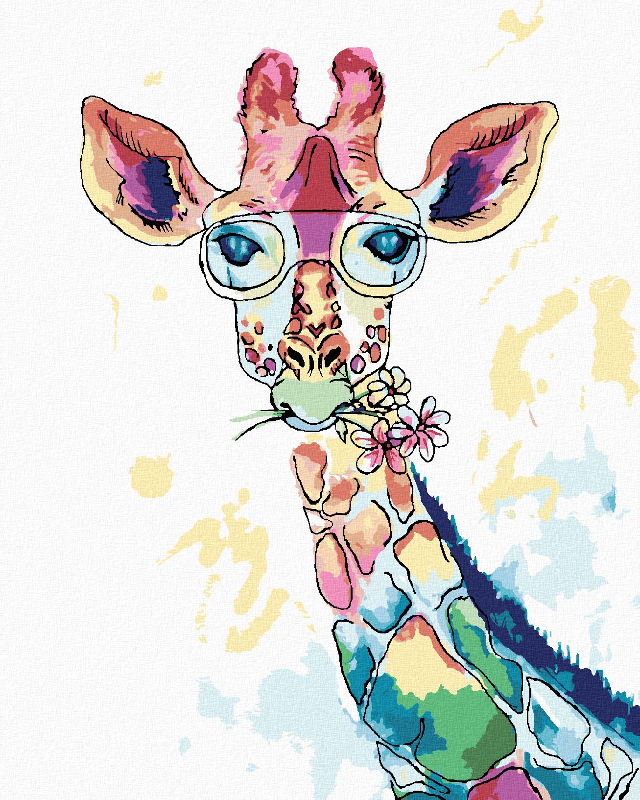 zuty Malování podle čísel - ŽIRAFA S BRÝLEMI - Rozměr: 40x50 cm, Rámování: Varianta: bez rámu a bez vypnutí plátna - obrázek 1