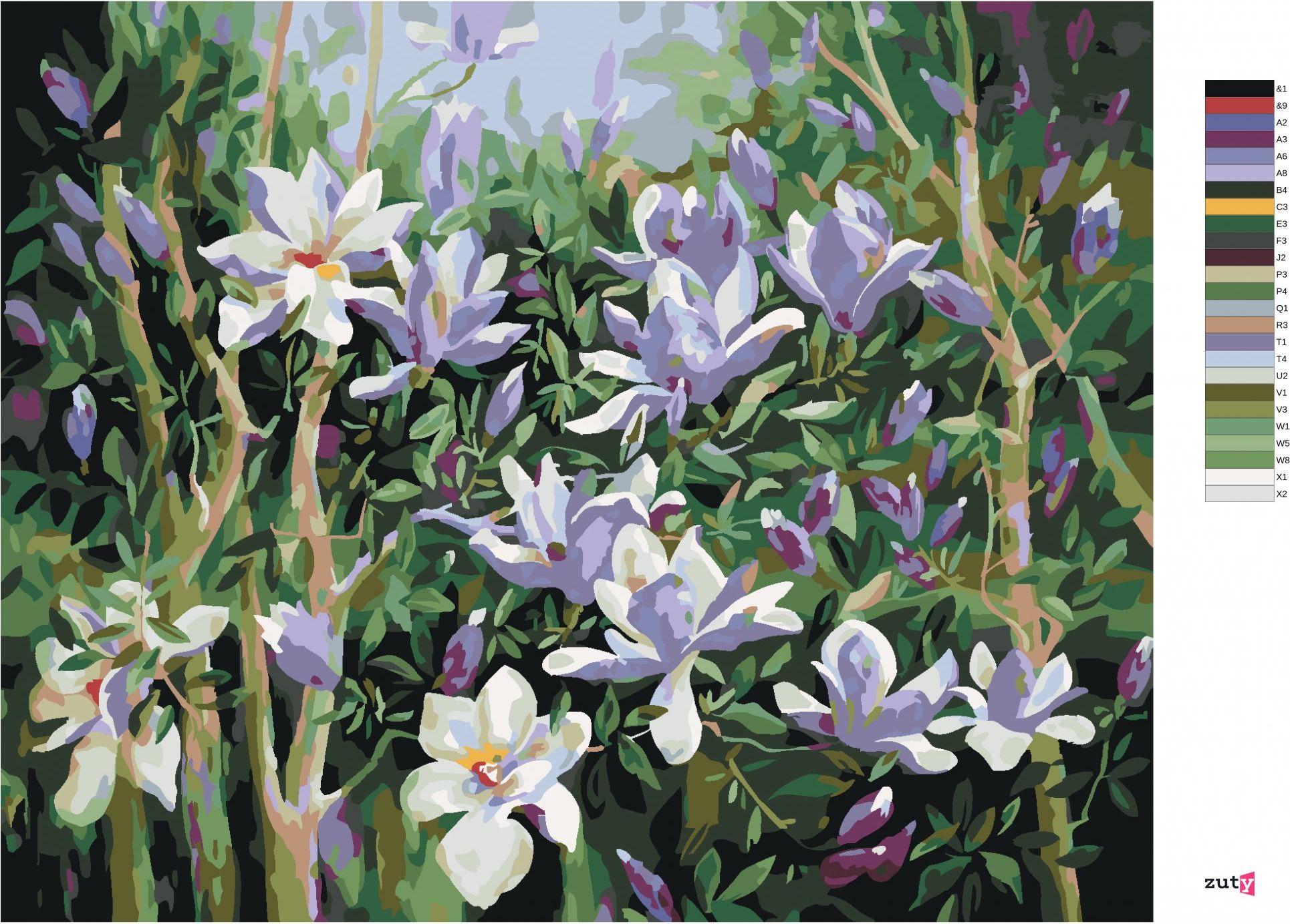 zuty Malování podle čísel - JARNÍ MAGNÓLIE - Rozměr: 40x50 cm, Rámování: Varianta: bez rámu a bez vypnutí plátna - obrázek 10