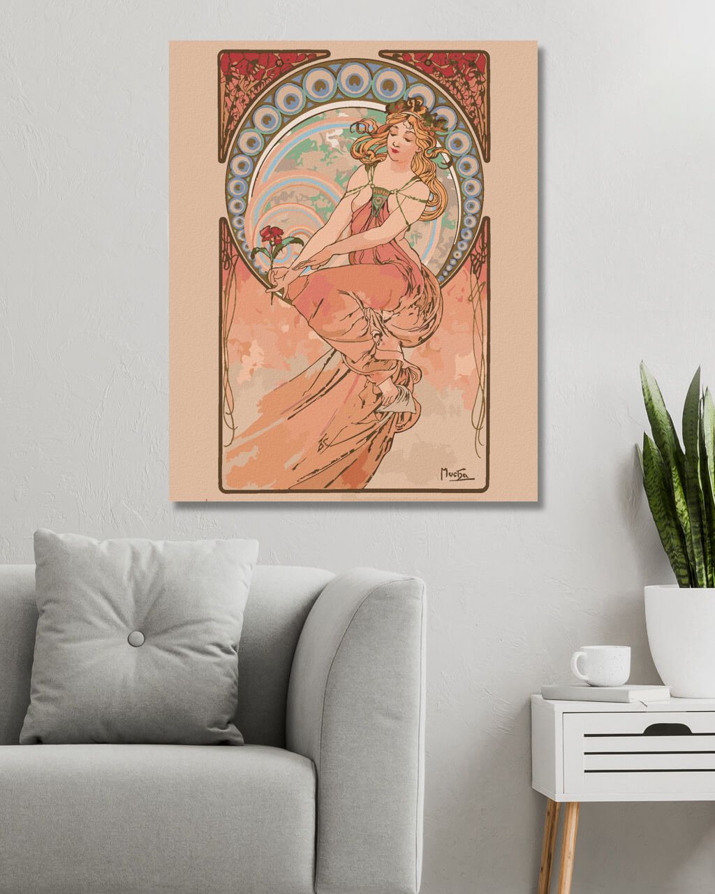 zuty Malování podle čísel - MALÍŘSTVÍ (ALFONS MUCHA) - Rozměr: 40x50 cm, Rámování: Varianta: bez rámu a bez vypnutí plátna - obrázek 3