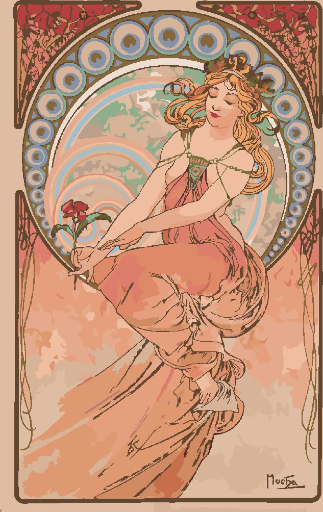 zuty Malování podle čísel - MALÍŘSTVÍ (ALFONS MUCHA) - Rozměr: 40x50 cm, Rámování: Varianta: bez rámu a bez vypnutí plátna - obrázek 6