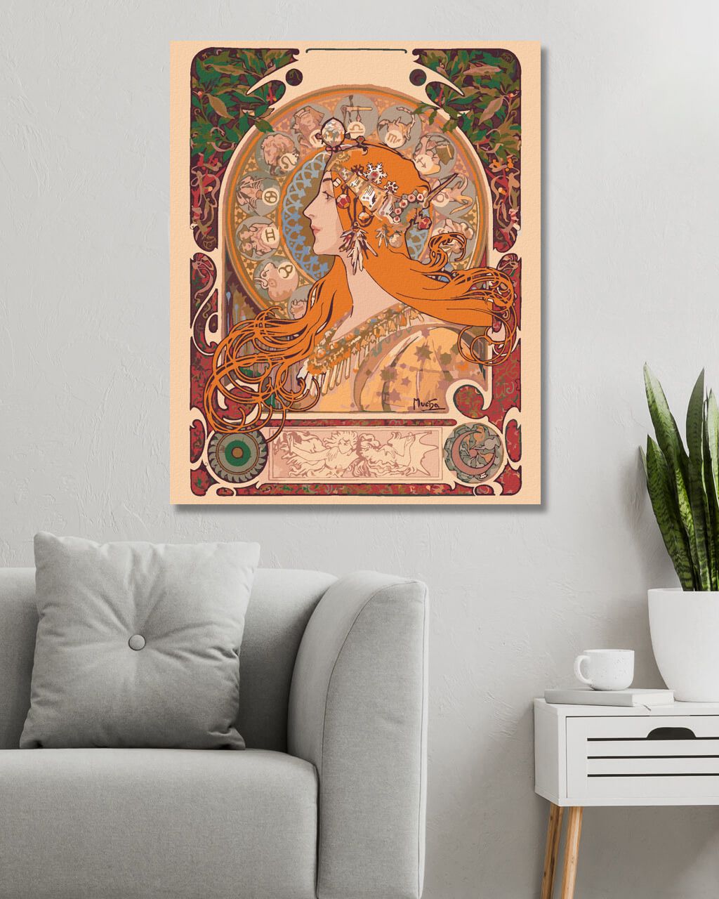 zuty Malování podle čísel - ZVĚROKRUH (ALFONS MUCHA) - Rozměr: 40x50 cm, Rámování: Varianta: vypnuté plátno na rám - obrázek 10