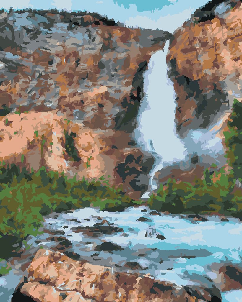 zuty Malování podle čísel - VODOPÁD V LESE - Rozměr: 40x50 cm, Rámování: Varianta: bez rámu a bez vypnutí plátna - obrázek 2