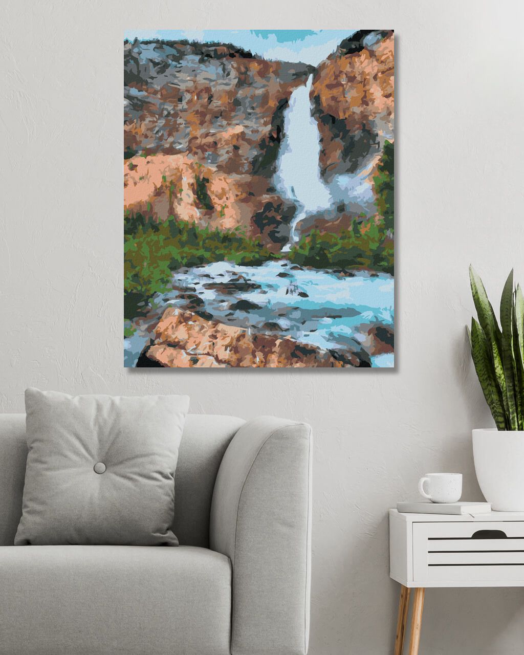 zuty Malování podle čísel - VODOPÁD V LESE - Rozměr: 40x50 cm, Rámování: Varianta: bez rámu a bez vypnutí plátna - obrázek 6