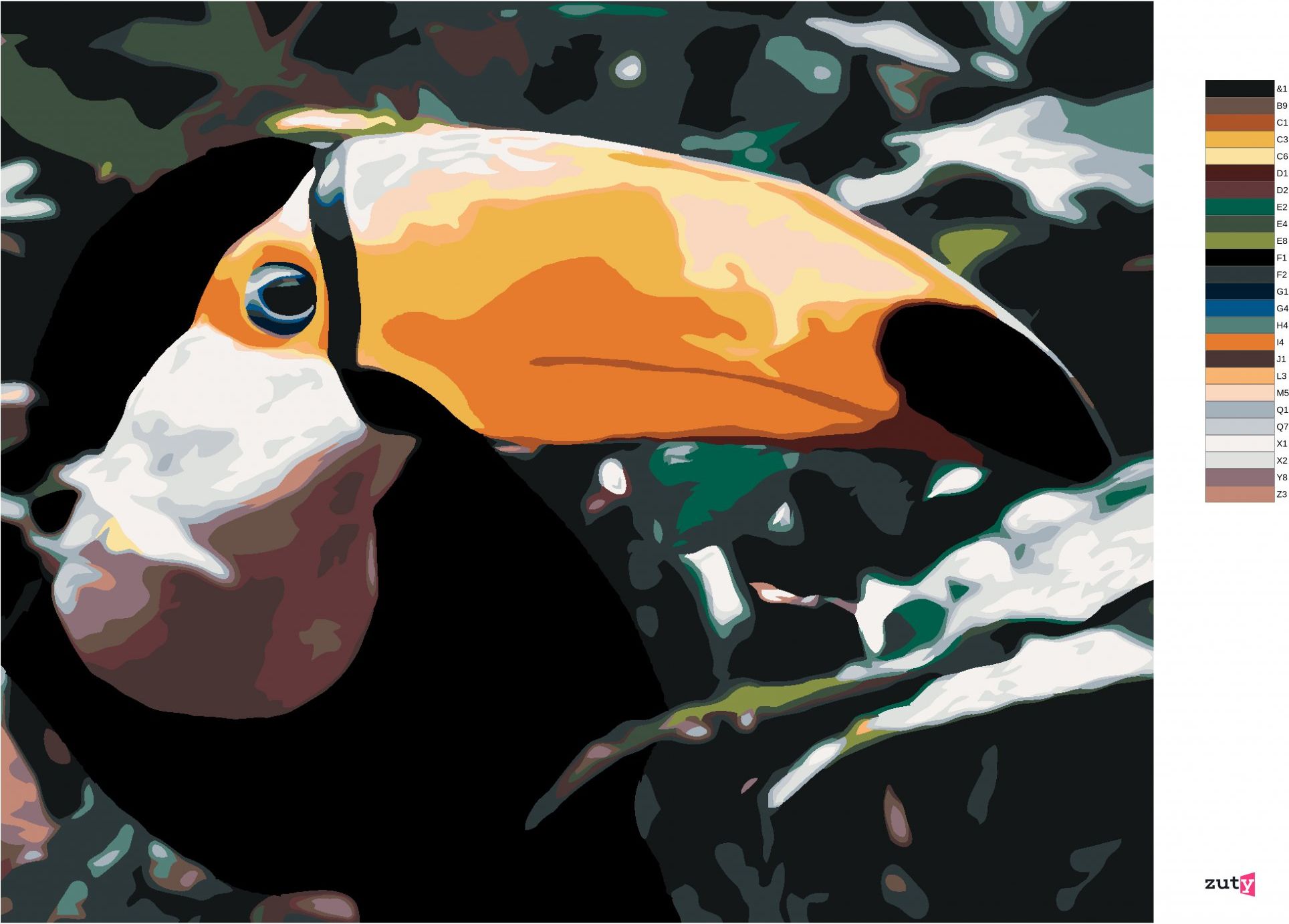 zuty Malování podle čísel - TUKAN V LESE - Rozměr: 40x50 cm, Rámování: Varianta: vypnuté plátno na rám - obrázek 9
