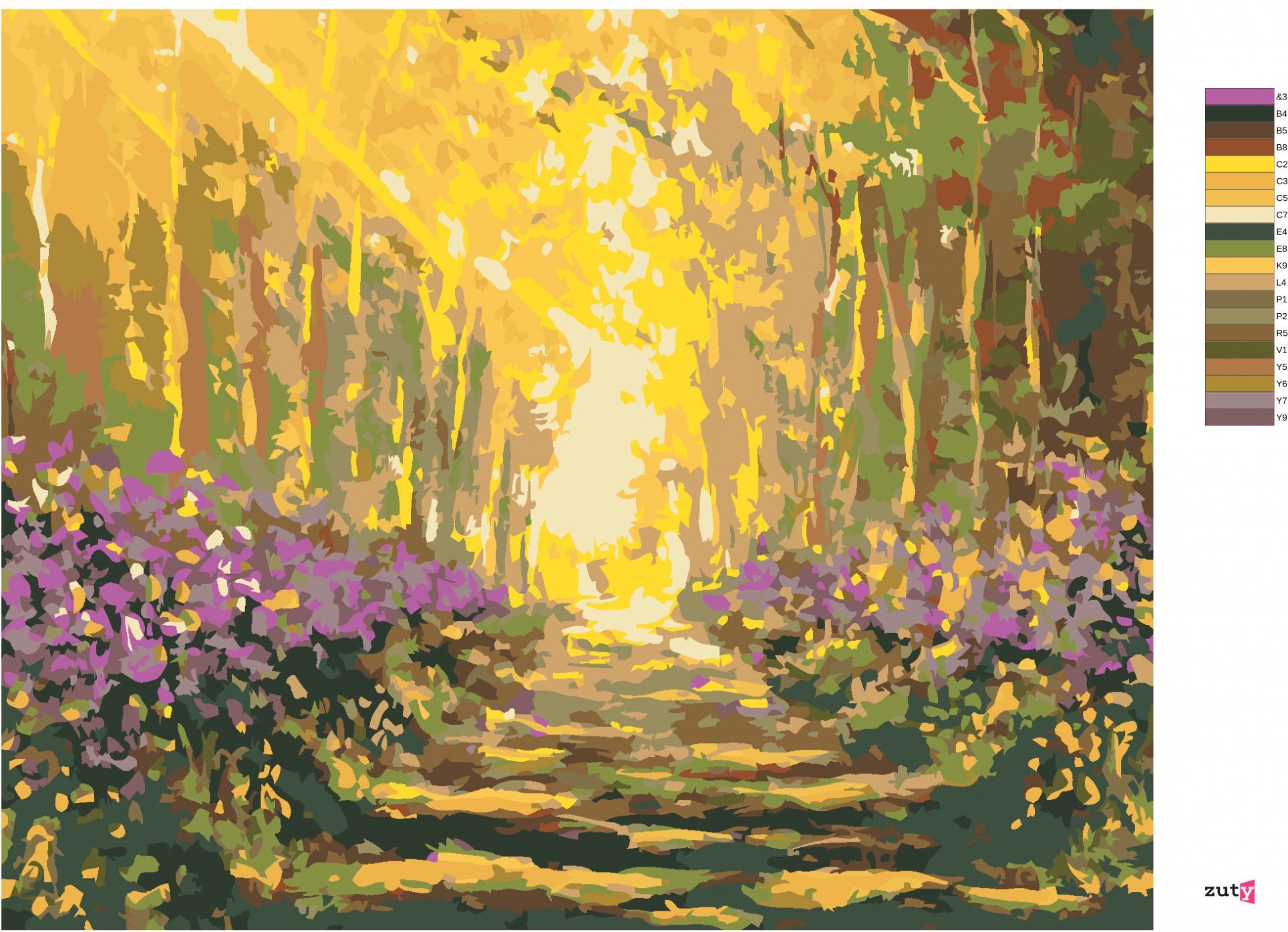 zuty Malování podle čísel - LETNÍ PROCHÁZKA LESEM - Rozměr: 40x50 cm, Rámování: Varianta: vypnuté plátno na rám - obrázek 10