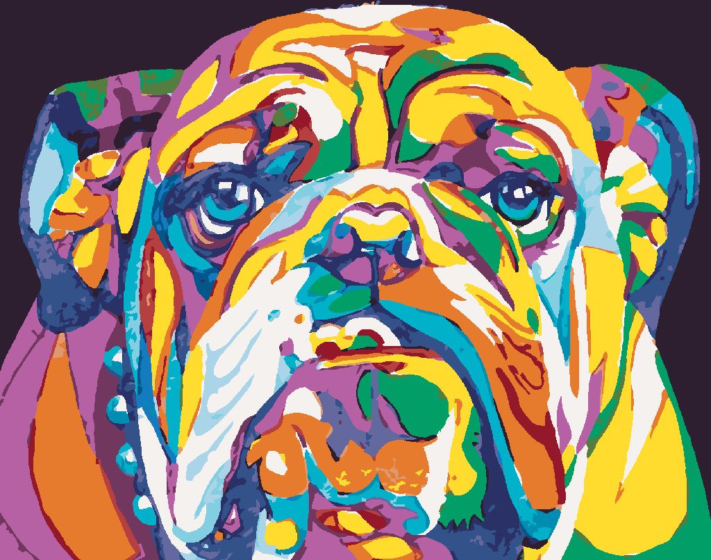 zuty Malování podle čísel - BAREVNÝ BULLDOG - Rozměr: 40x50 cm, Rámování: Varianta: bez rámu a bez vypnutí plátna - obrázek 3