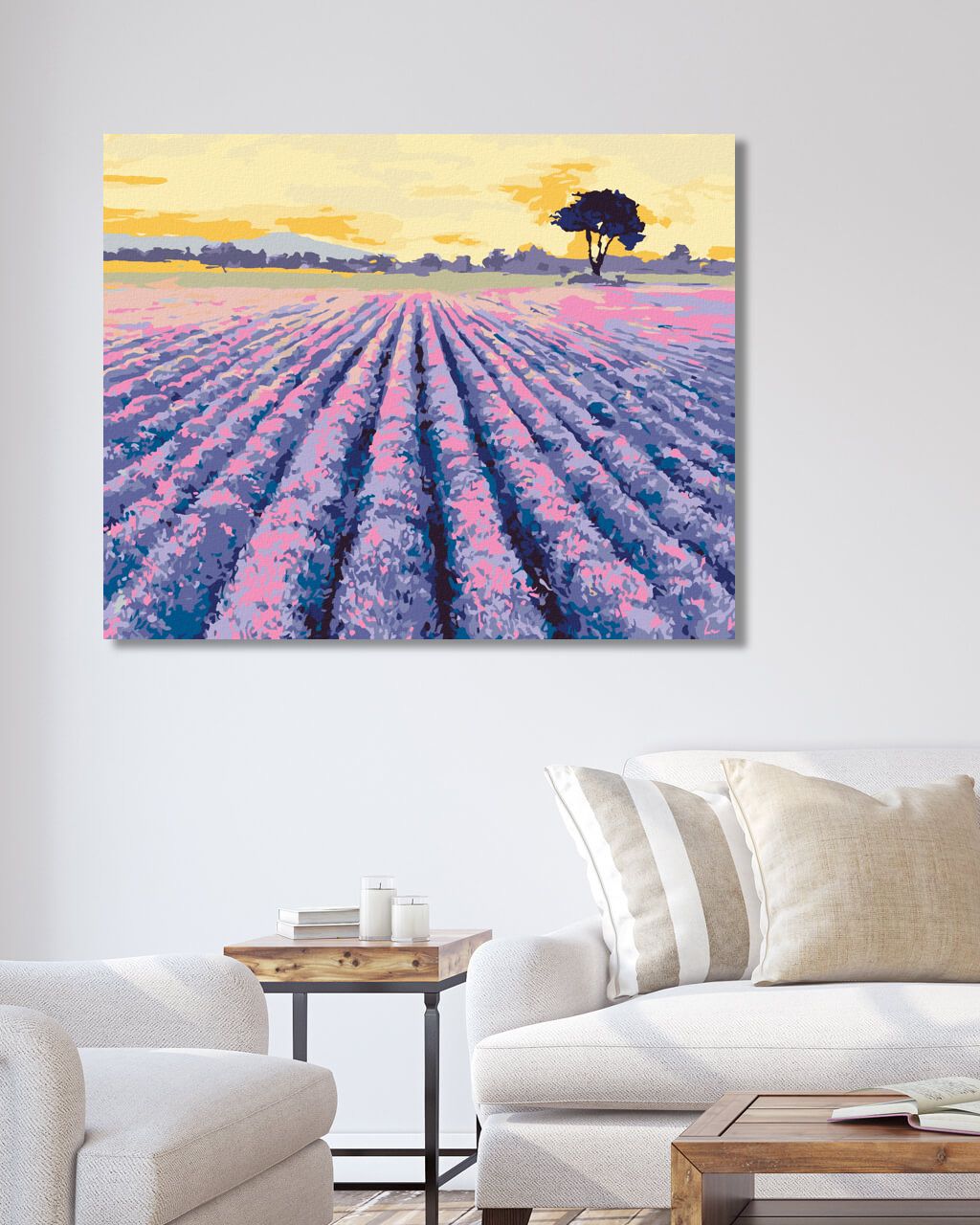 zuty Malování podle čísel - LEVANDULOVÉ POLE SE STROMEM - Rozměr: 40x50 cm, Rámování: Varianta: bez rámu a bez vypnutí plátna - obrázek 8
