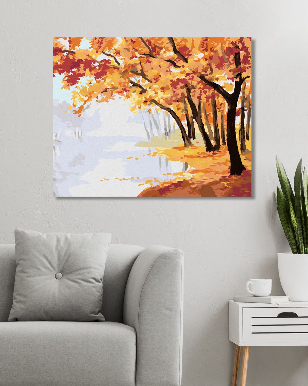 zuty Malování podle čísel - PODZIMNÍ ČERVENÝ LES - Rozměr: 40x50 cm, Rámování: Varianta: vypnuté plátno na rám - obrázek 8