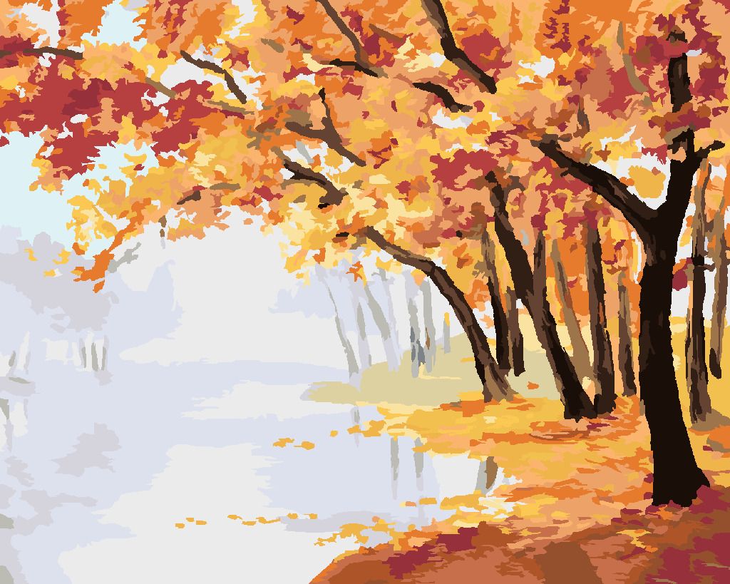 zuty Malování podle čísel - PODZIMNÍ ČERVENÝ LES - Rozměr: 40x50 cm, Rámování: Varianta: vypnuté plátno na rám - obrázek 9