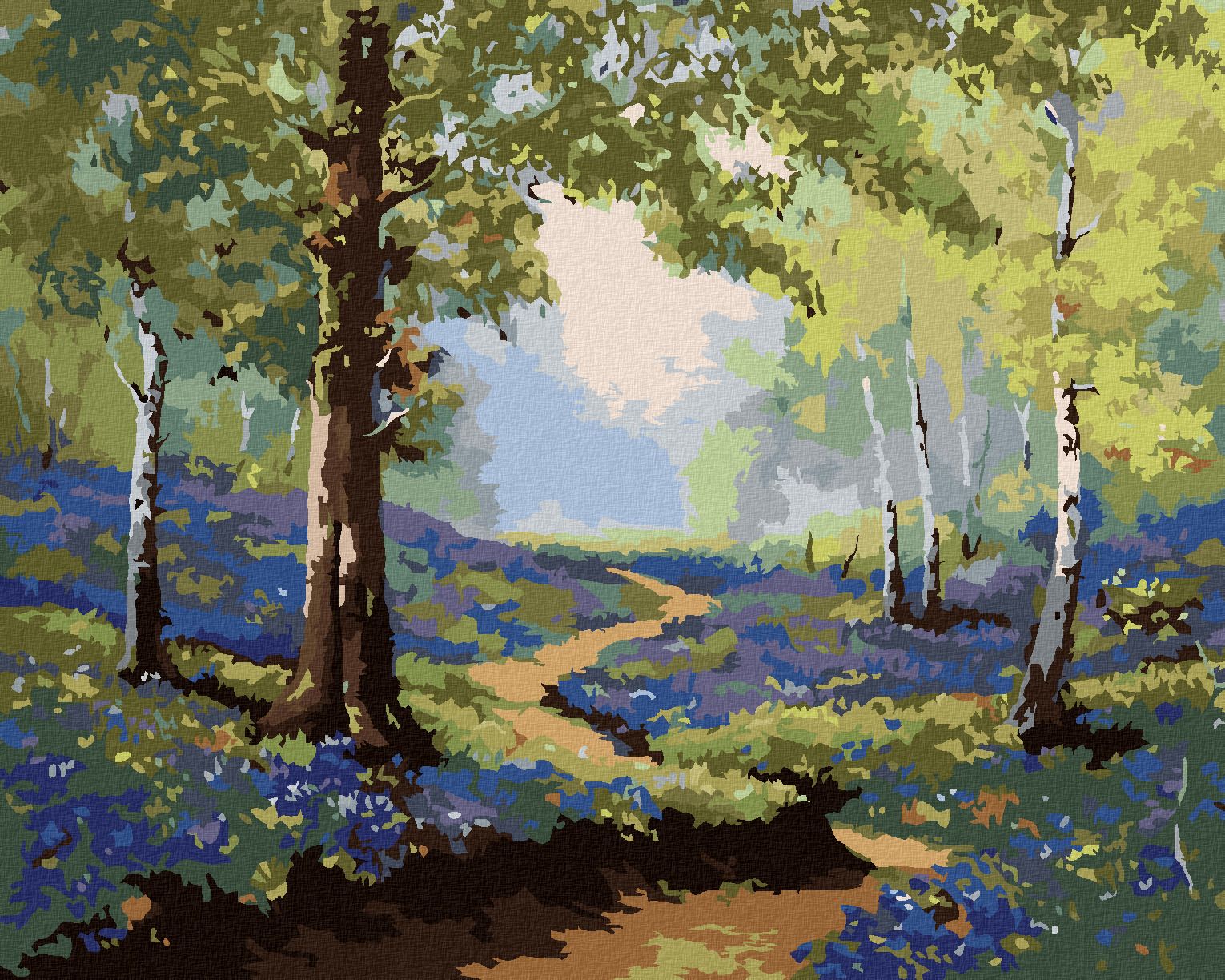 zuty Malování podle čísel - JARNÍ LES S KVĚTINAMI - Rozměr: 40x50 cm, Rámování: Varianta: vypnuté plátno na rám - obrázek 1