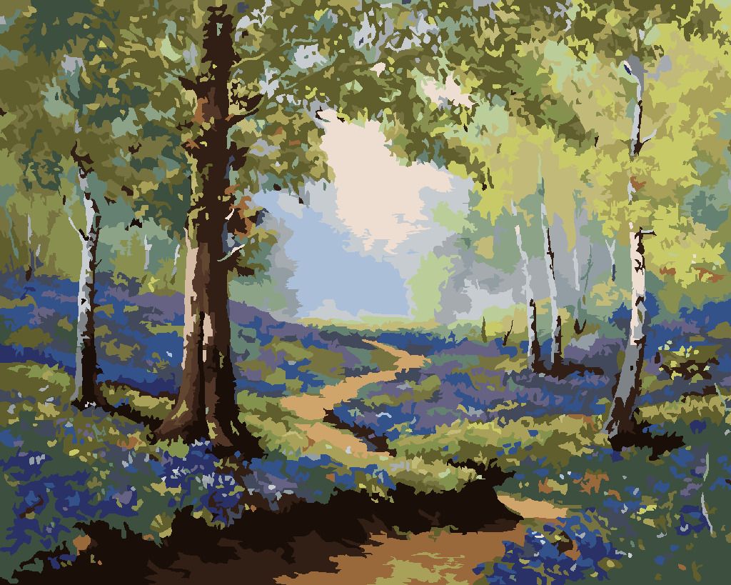 zuty Malování podle čísel - JARNÍ LES S KVĚTINAMI - Rozměr: 40x50 cm, Rámování: Varianta: vypnuté plátno na rám - obrázek 8