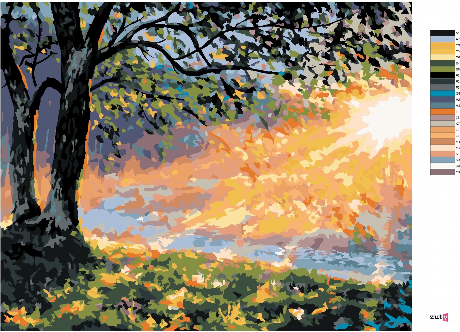 zuty Malování podle čísel - BRZKÉ RÁNO V LESE - Rozměr: 40x50 cm, Rámování: Varianta: bez rámu a bez vypnutí plátna - obrázek 6