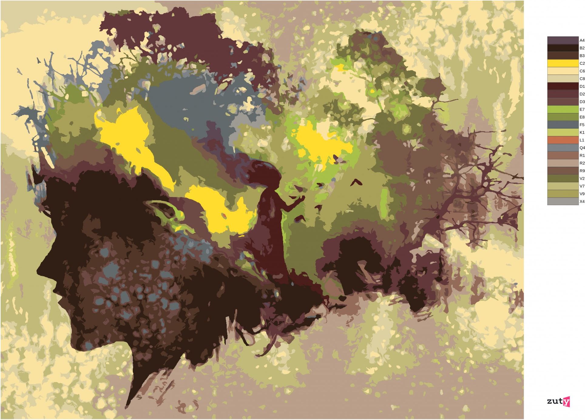 zuty Malování podle čísel - SILUETA ŽENY V LESE - Rozměr: 40x50 cm, Rámování: Varianta: bez rámu a bez vypnutí plátna - obrázek 7
