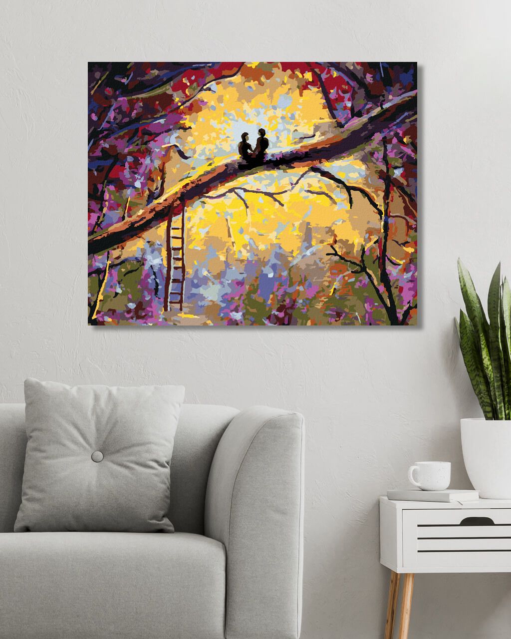 zuty Malování podle čísel - LÁSKA NA KMENI STROMU V LESE - Rozměr: 40x50 cm, Rámování: Varianta: vypnuté plátno na rám - obrázek 6