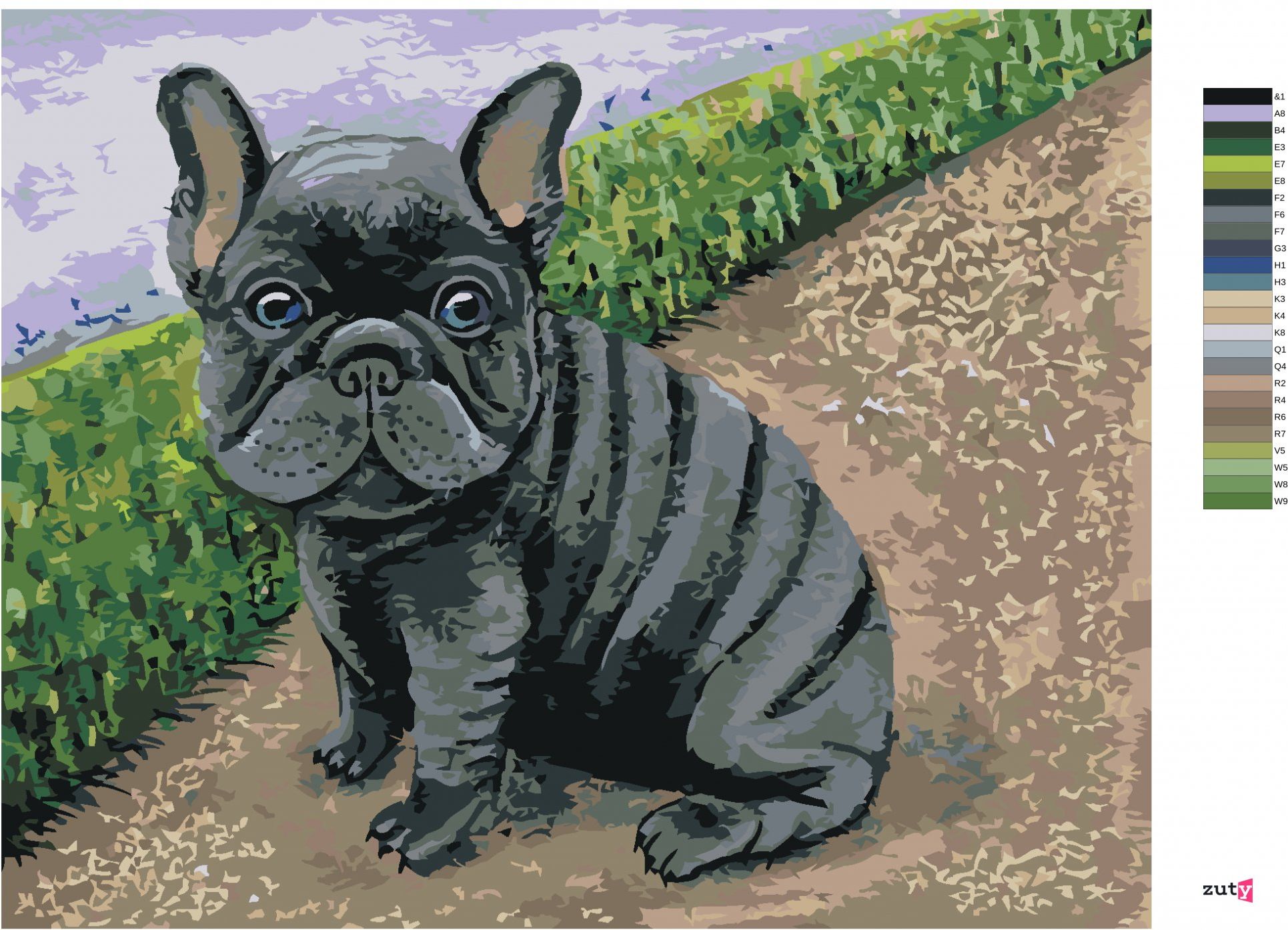 zuty Malování podle čísel - FRANCOUZSKÝ BULDOČEK - Rozměr: 40x50 cm, Rámování: Varianta: bez rámu a bez vypnutí plátna - obrázek 5