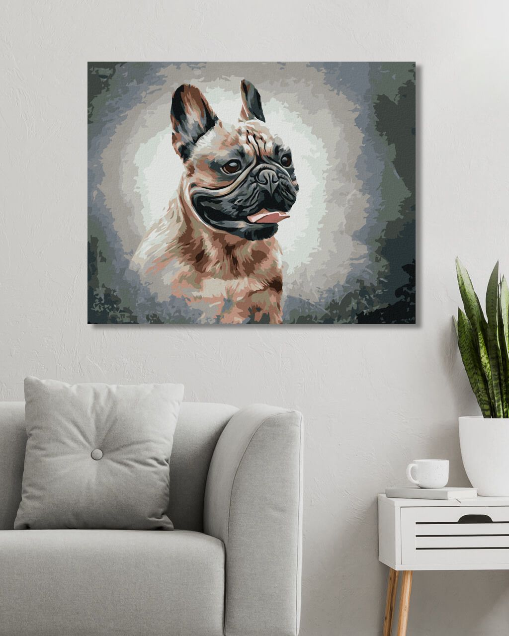 zuty Malování podle čísel - ŠŤASTNÝ FRANCOUZSKÝ BULDOČEK - Rozměr: 40x50 cm, Rámování: Varianta: bez rámu a bez vypnutí plátna - obrázek 3