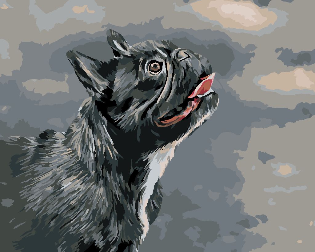 zuty Malování podle čísel - VZHLÍŽEJÍCÍ FRANCOUZSKÝ BULDOČEK - Rozměr: 40x50 cm, Rámování: Varianta: bez rámu a bez vypnutí plátna - obrázek 2