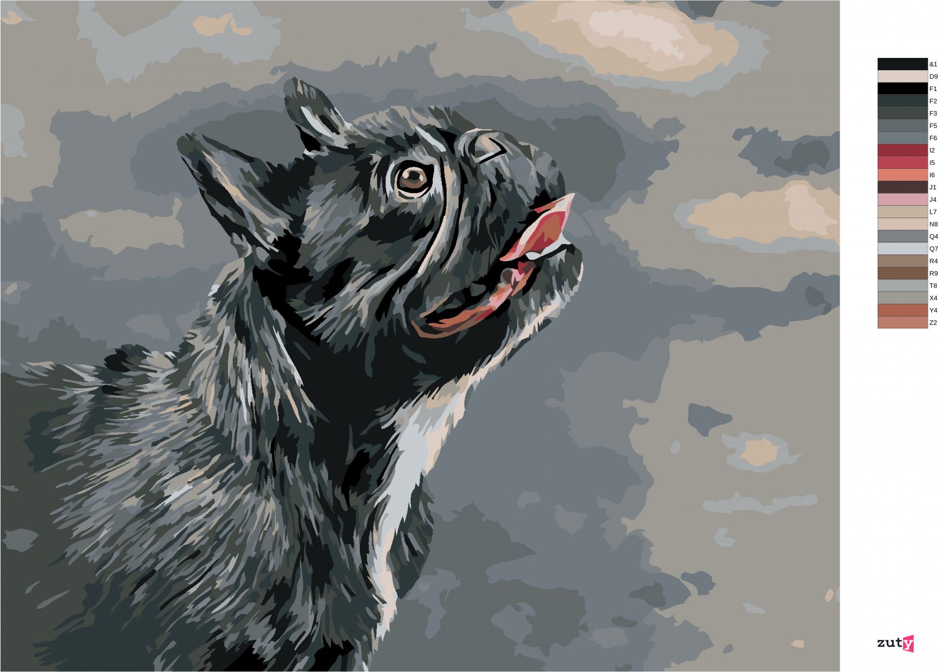 zuty Malování podle čísel - VZHLÍŽEJÍCÍ FRANCOUZSKÝ BULDOČEK - Rozměr: 40x50 cm, Rámování: Varianta: vypnuté plátno na rám - obrázek 5