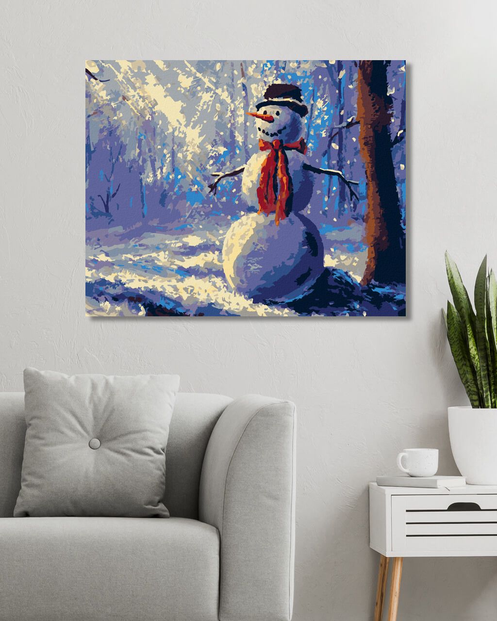 zuty Malování podle čísel - SNĚHULÁK V LESE - Rozměr: 40x50 cm, Rámování: Varianta: vypnuté plátno na rám - obrázek 9