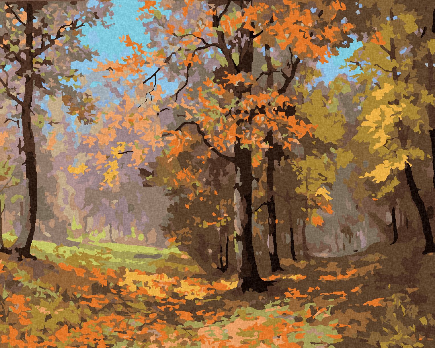 zuty Malování podle čísel - PODZIMNÍ PROCHÁZKA LESEM - Rozměr: 40x50 cm, Rámování: Varianta: vypnuté plátno na rám - obrázek 1