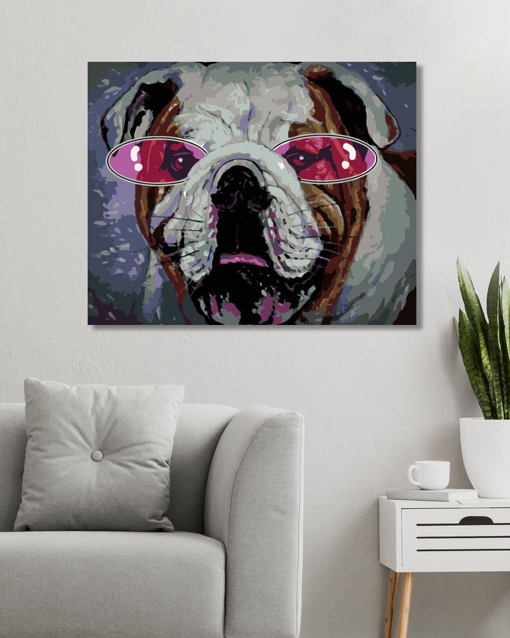 zuty Malování podle čísel - BULDOČEK S RŮŽOVÝMI BRÝLEMI - Rozměr: 40x50 cm, Rámování: Varianta: vypnuté plátno na rám - obrázek 9